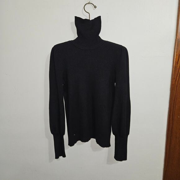 Lauren Ralph Lauren Sweaters - Ralph Lauren Ribbed Black Turtleneck with Puffed Long Sleeves. Size Large.